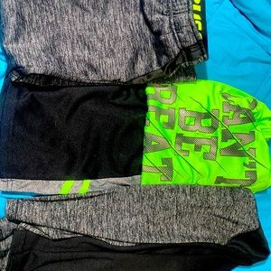 Matching set. Long sleeve hoodie tshirt, tshirt, shorts, and athletic pants